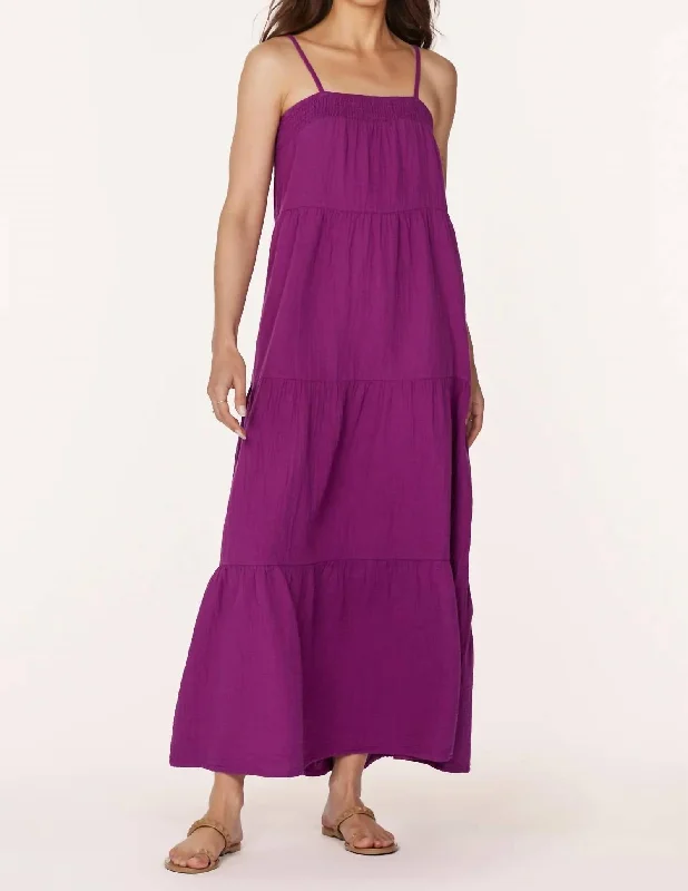 One Click Away from Big Savings!Tiered Cami Maxi Dress In Acai