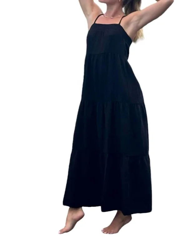 Don’t Wait – Deals Won’t Last!Tiered Cami Maxi Dress In Black