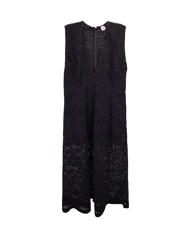 Crazy Discounts Inside!Totême Broderie Anglaise Maxi Dress in Black Cotton