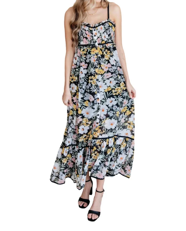 Best Price of the Season!Up From The Ashes Floral Maxi Dress In Black