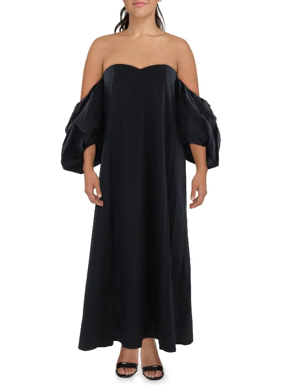 Crazy Discounts Inside!Womens Cotton Puff Sleeve Maxi Dress
