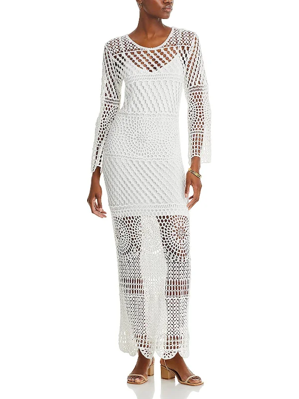 Shop Before It’s Gone!Womens Crochet Long Sleeves Maxi Dress