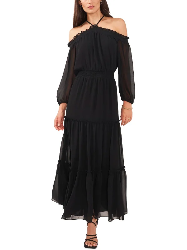 Hurry! While Supplies Last!Womens Off-The-Shoulder Tea-Length Maxi Dress