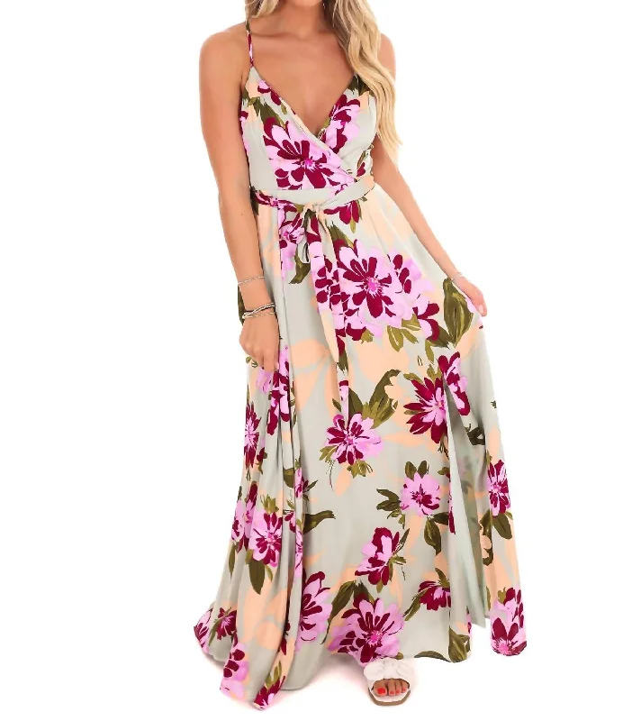 Your Shopping Wish, Our Discount Command!You Grow Girl Floral Maxi Dress In Sage