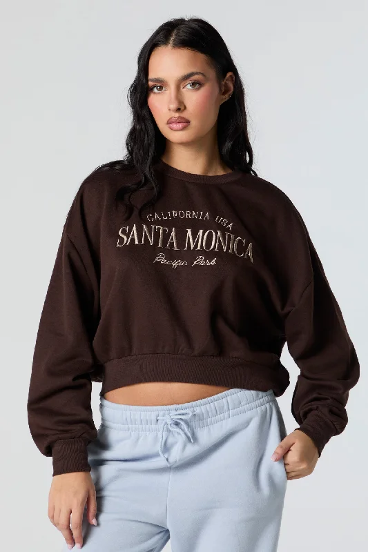 Exclusive Offers You’ll Love!Santa Monica Embroidered Cropped Fleece Sweatshirt