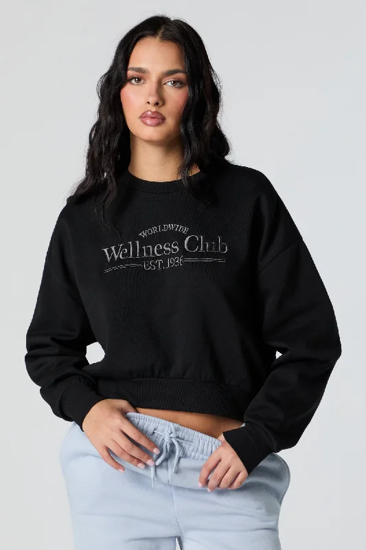 Exclusive Savings This Week!Wellness Club Embroidered Cropped Fleece Sweatshirt
