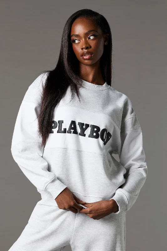 Huge Price Cuts Await!Playboy Graphic Colourblock Fleece Sweatshirt