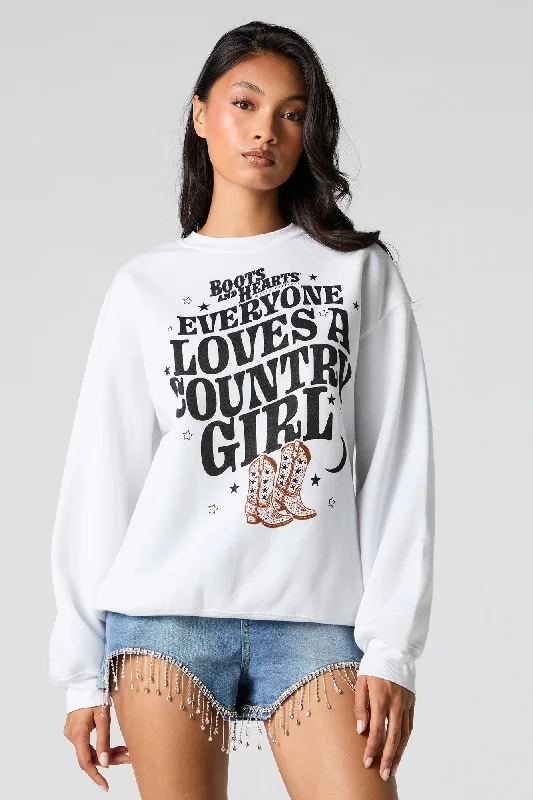 Time to Snag a Bargain!Boots and Hearts Country Girl Graphic Fleece Sweatshirt