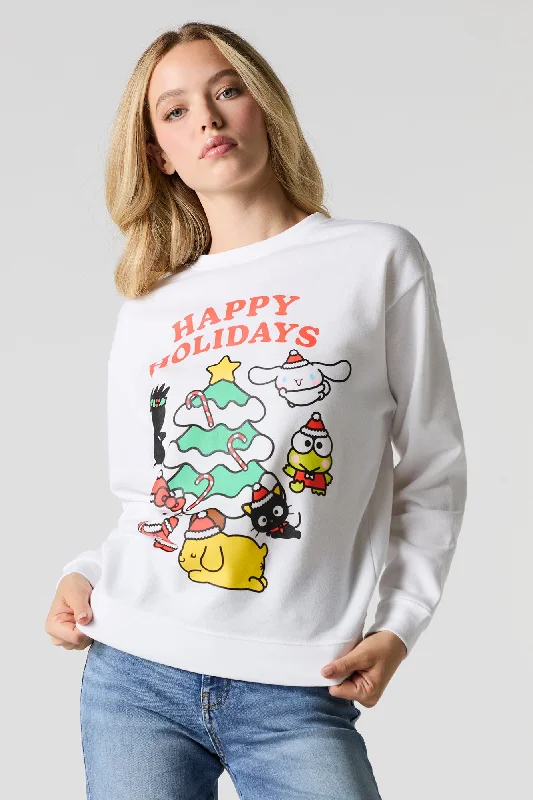 Hurry! While Supplies Last!Happy Holidays Hello Kitty Graphic Fleece Christmas Sweatshirt Hurry! While Supplies Last!Happy Holidays Hello Kitty Graphic Fleece Christmas Sweatshirt