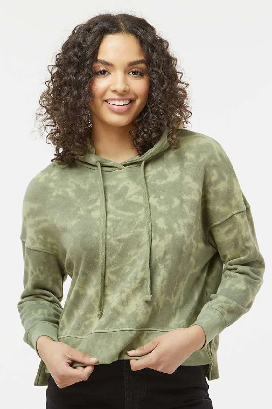 Unmissable Offers Await!Alternative Womens Eco Washed Hooded Sweatshirt Hoodie - Olive Tonal Tie Dye