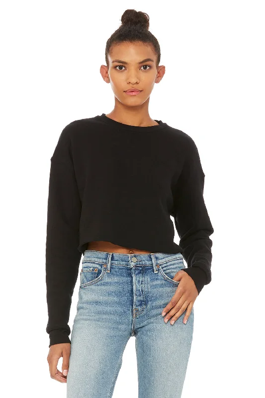Upgrade for Less!Bella + Canvas Womens Cropped Fleece Crewneck Sweatshirt - Black