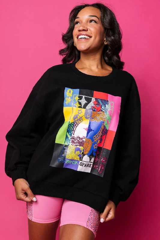 Find Your Perfect Deal Today!Find Your Perfect Deal Today!Black Colorblock Queen Logo Sweatshirt