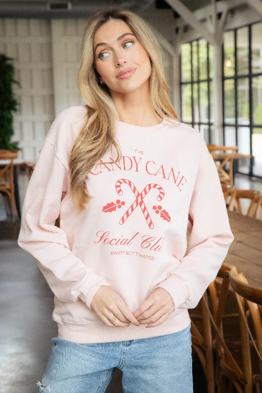 Time to Snag a Bargain!Candy Cane Social Club Sweatshirt, Blush/Red