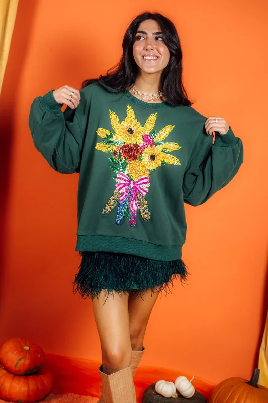 Mega Sale Happening Now!Dark Green Fall Bouquet Sweatshirt
