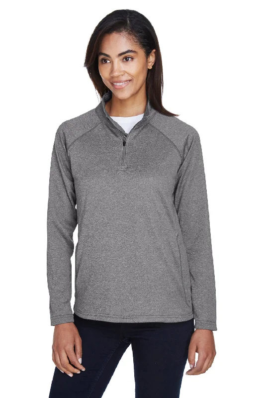 Snag the Best Prices Now!Devon & Jones Womens Compass Stretch Tech Moisture Wicking 1/4 Zip Sweatshirt - Heather Dark Grey Snag the Best Prices Now!Devon & Jones Womens Compass Stretch Tech Moisture Wicking 1/4 Zip Sweatshirt - Heather Dark Grey