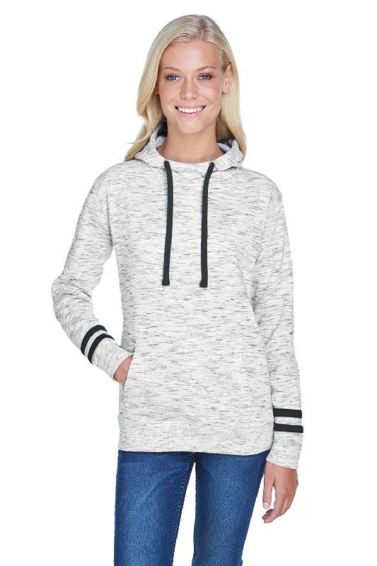 Everything Must Go!J America Womens Fleece Hooded Sweatshirt Hoodie - White/Black