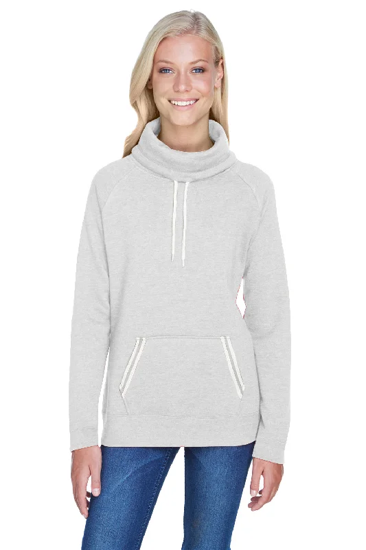 Your Wallet Will Thank You!J America Womens Relay Sueded Fleece Cowl Neck Sweatshirt - Ash Grey/White Your Wallet Will Thank You!J America Womens Relay Sueded Fleece Cowl Neck Sweatshirt - Ash Grey/White