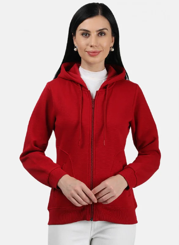 Buy More, Pay Less!Women Red Plain Sweatshirt