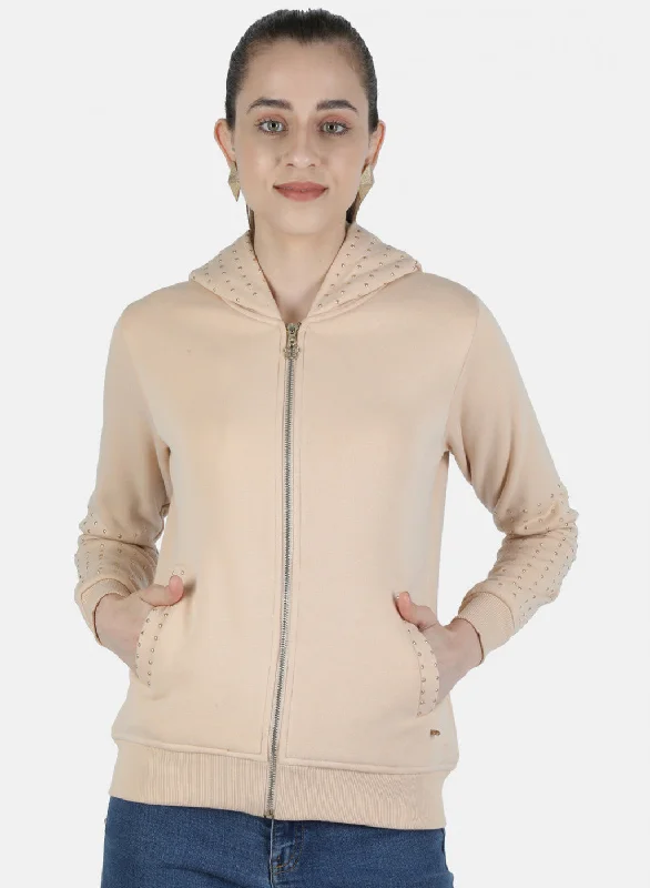 Savings You Can’t Ignore!Women Beige Solid Sweatshirt
