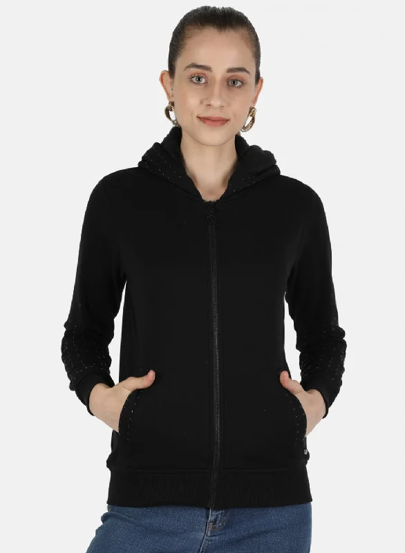 Flash Deals – Act Quickly!Women Black Solid Sweatshirt