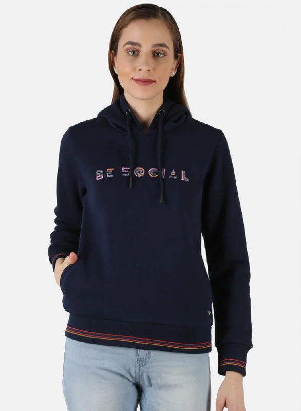More Discounts, More Joy!Women Blue Embroidered Sweatshirt