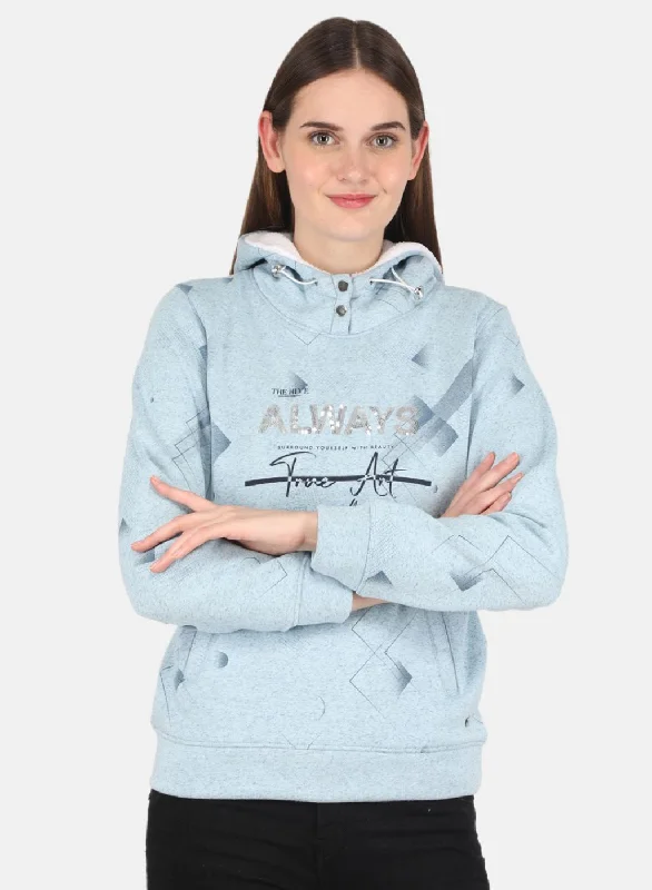 Save More When You Shop More!Women Blue Printed Sweatshirt