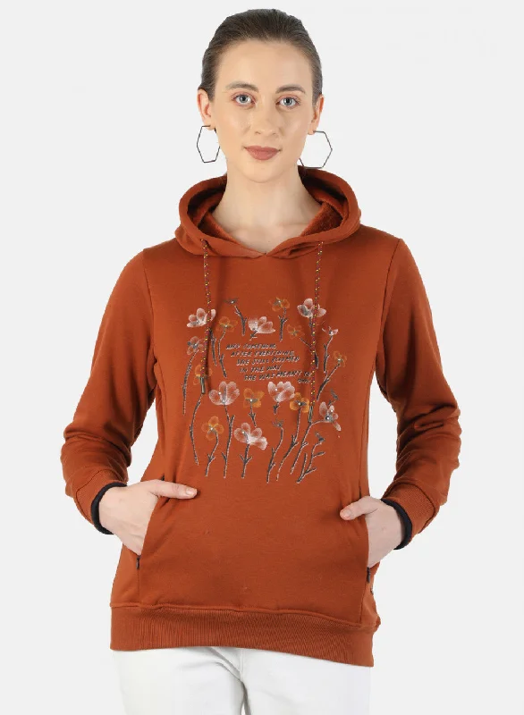 Price Drop Alert!Women Brown Printed Sweatshirt