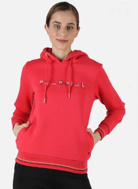 Unlock Huge Savings Now!Women Dark Pink Embroidered Sweatshirt