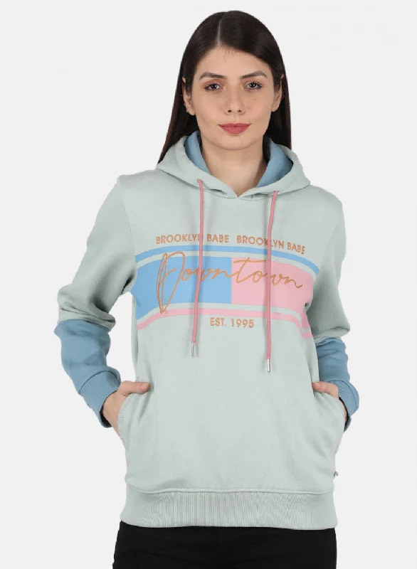 Grab Yours Before It’s Too Late!Women Green & Blue Printed Sweatshirt