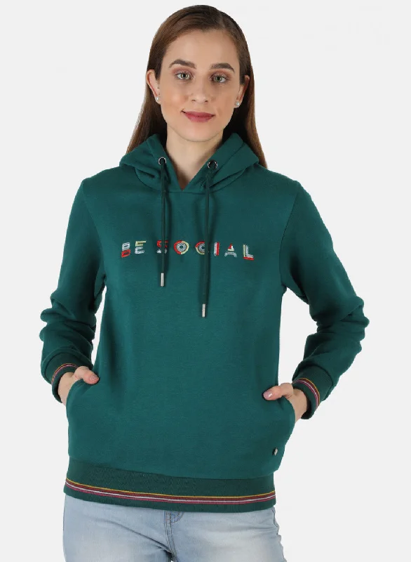 Shop Before It’s Gone!Women Green Embroidered Sweatshirt