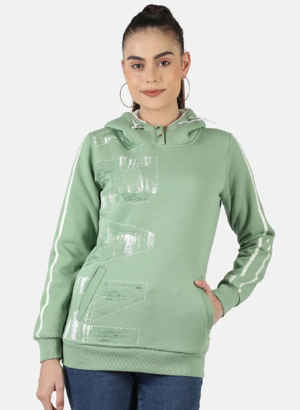Limited-Time Price Drop!Women Green Printed Sweatshirt