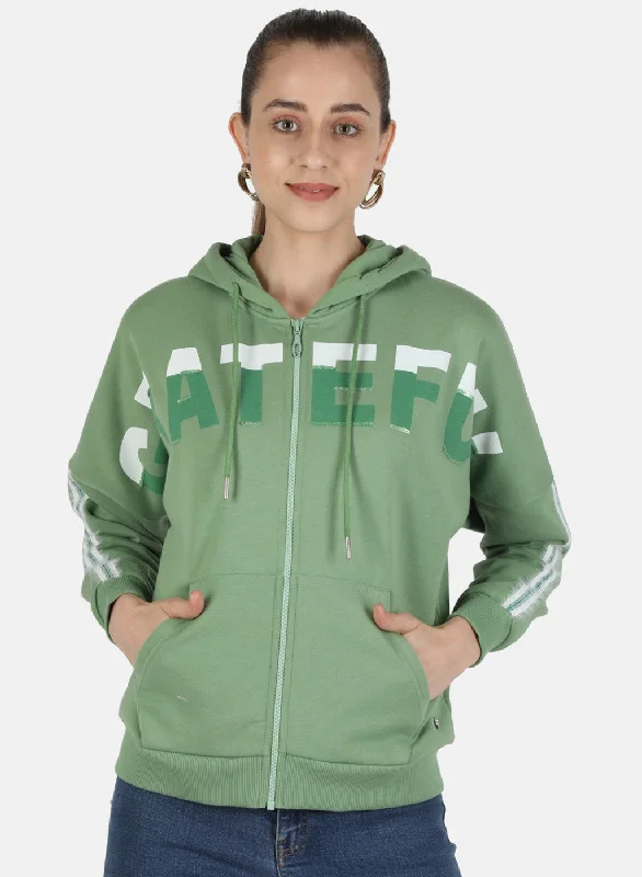 Price Drop Alert!Women Green Printed Sweatshirt