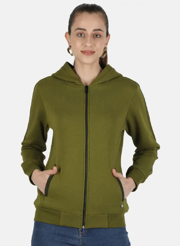 Best Offers of the Month!Women Green Solid Sweatshirt