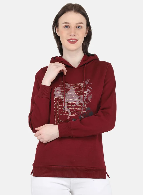 Incredible Savings Inside!Women Maroon Printed Sweatshirt