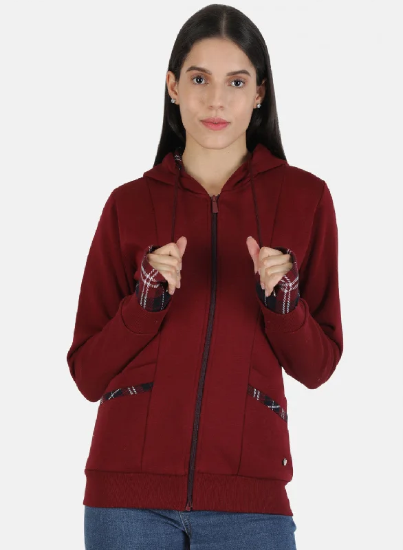 Hurry, Sale Ends Soon!Women Maroon Solid Sweatshirt