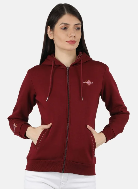 Seasonal Sale – Shop Now!Women Maroon Solid Sweatshirt