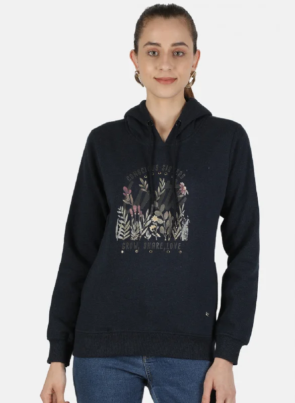 Your Chance to Save is Now!Women Navy Blue Printed Sweatshirt