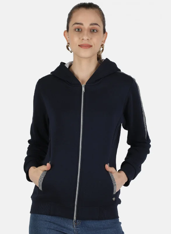Get More for Less!Women Navy Blue Solid Sweatshirt