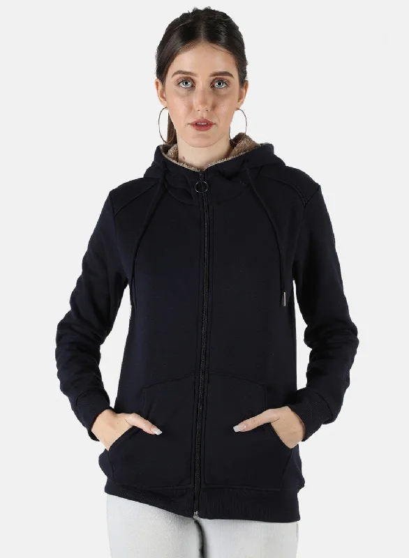 Buy More, Pay Less!Women NAvy Blue Solid Sweatshirt