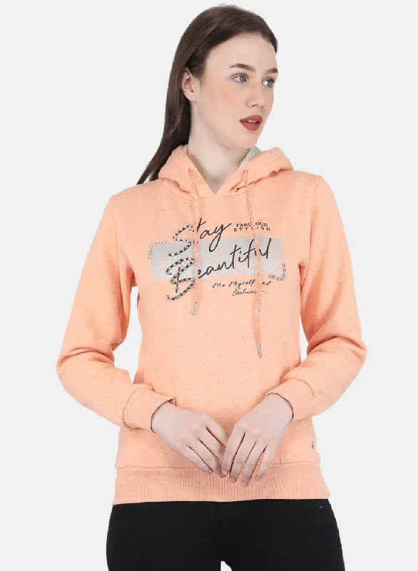 Buy One, Get One Free!Women Peach Embroidered Sweatshirt