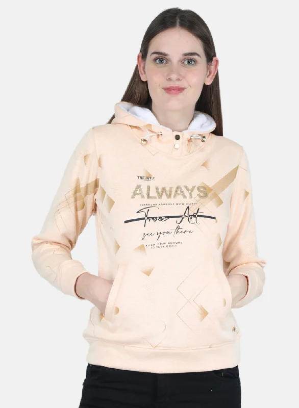 Your Dream Deal is Here!Women Peach Printed Sweatshirt