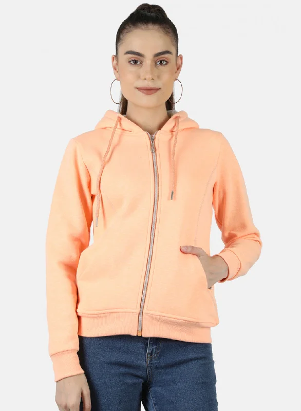 Every Deal is a Steal!Women Peach Solid Sweatshirt
