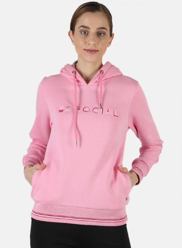 Huge Price Cuts Await!Women Pink Embroidered Sweatshirt