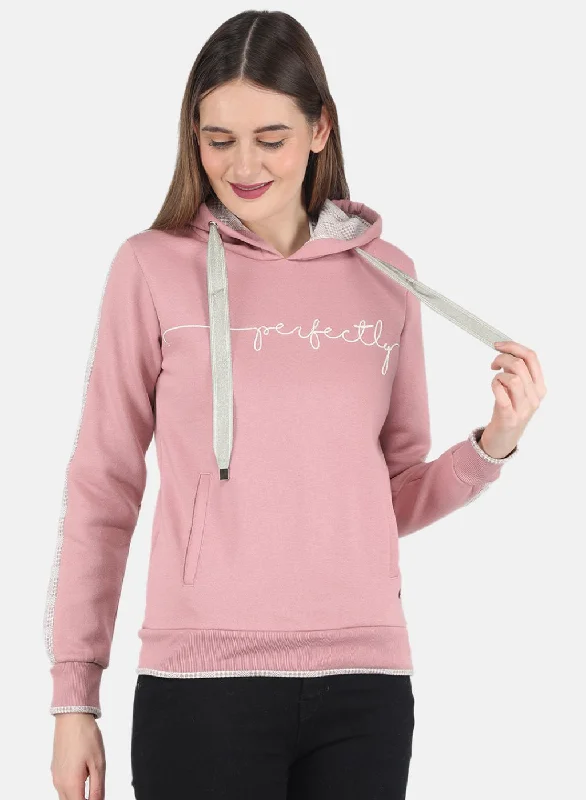 Special Discounts Inside!Women Pink Embroidered Sweatshirt
