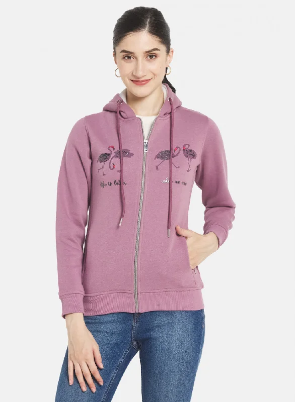 Buy More, Save More!Women Purple Printed Sweatshirt