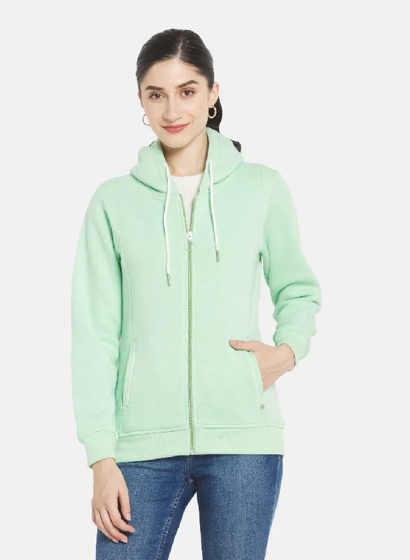 Save Like Never Before!Women Sea Green Solid Sweatshirt