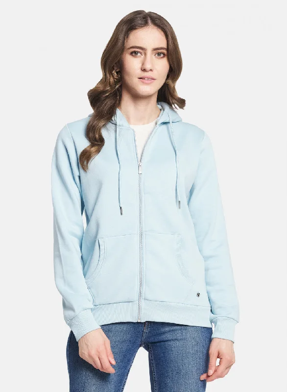 Shop Today, Save Tomorrow!Women Sky Blue Solid Sweatshirt
