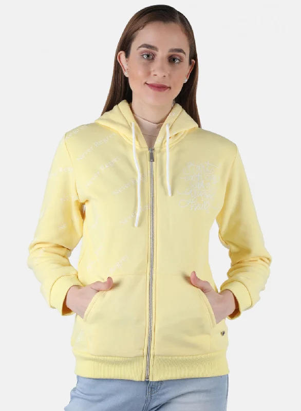 Limited Edition, Limited Price!Women Yellow Printed Sweatshirt
