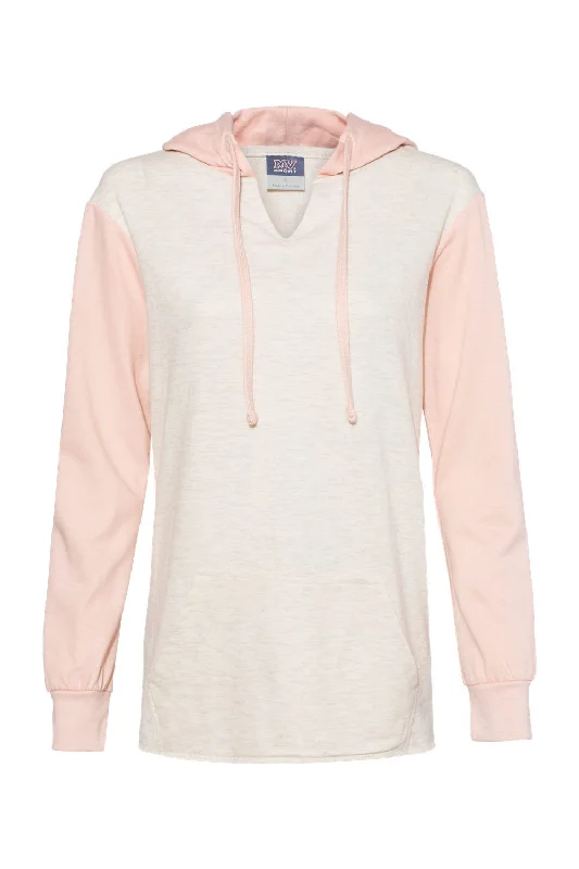 Your Discount is Waiting!Your Discount is Waiting!MV Sport Womens French Terry Colorblock Hooded Sweatshirt Hoodie - Cameo Pink/Oatmeal - NEW