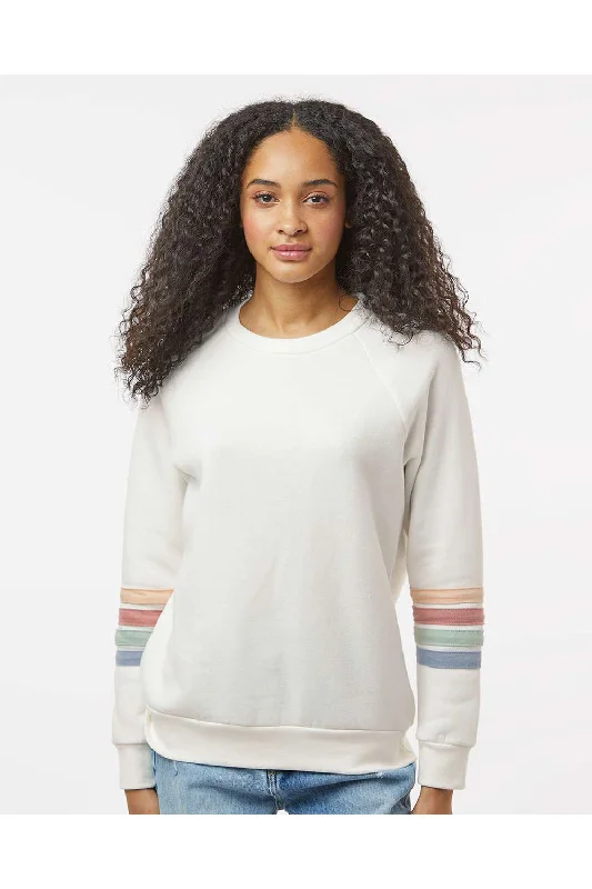 Save More Than Ever!MV Sport Womens Striped Sleeves Crewneck Sweatshirt - Ivory - NEW